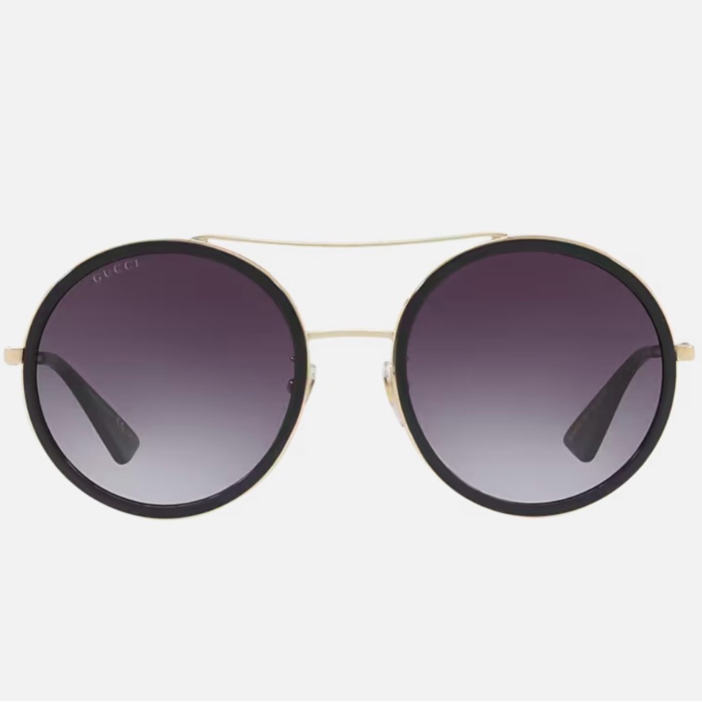 Gucci Black and Gold Round Sunglasses